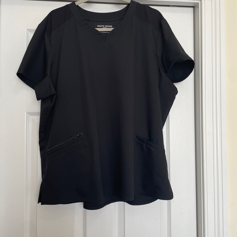 White Cross Women's Black Scrub Top